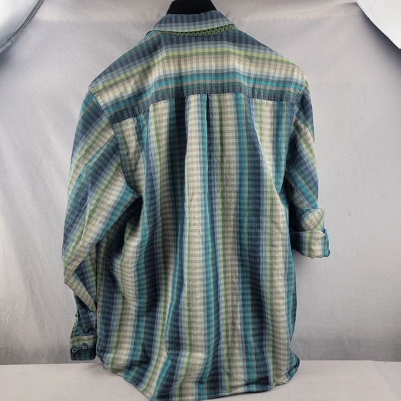Tommy Bahama blue green paid button down long sleeve shirt Size Medium - Picture 3 of 5